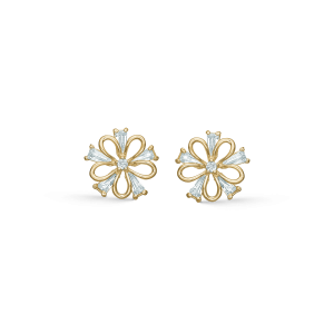 14 kt. Guld Ørestikker Blomst med Cubic Zirconia – Støvring Design